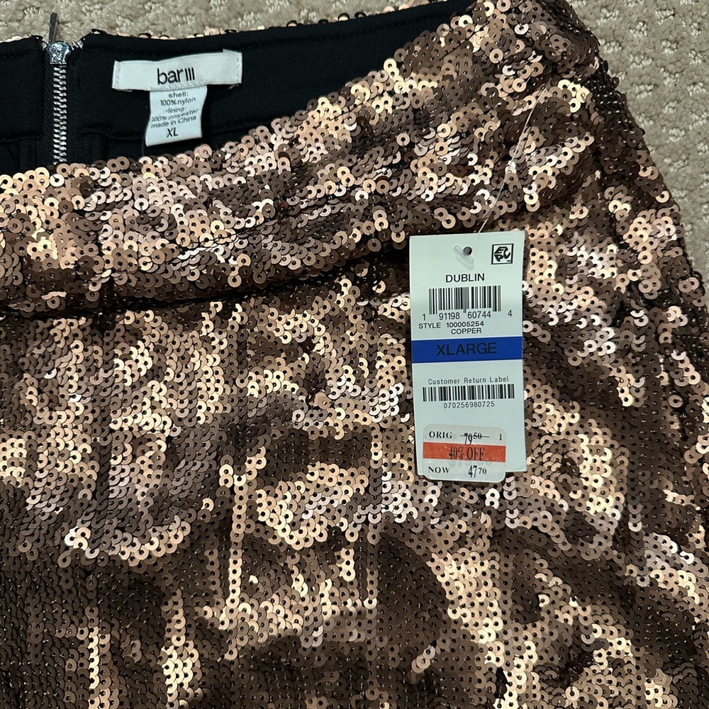 Bar III Women's Sequin Skirt - Bronze